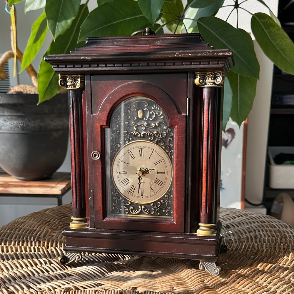 Bombay Vintage wall clock, Solid Wood Brown and Gold